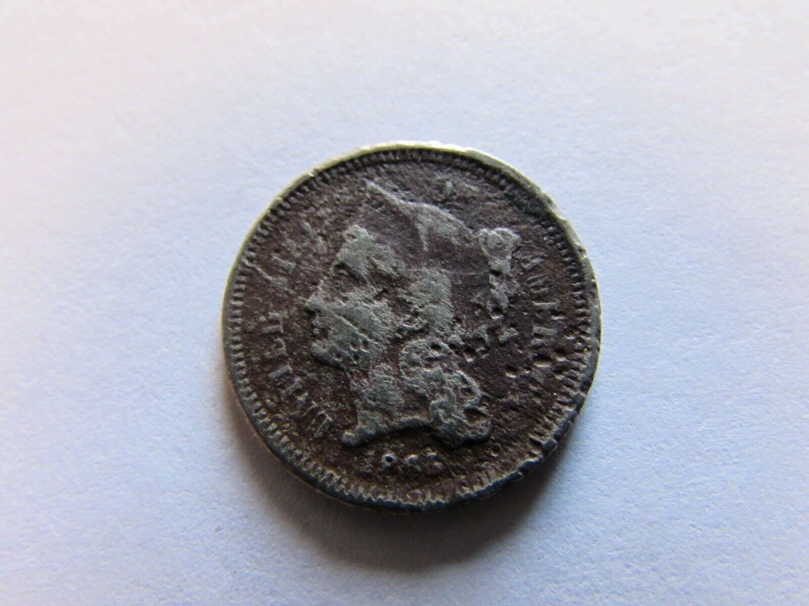 1865 Three Cents Nickel 3 Cent Piece Philadelphia Mint 3c Odd Denomination Coin